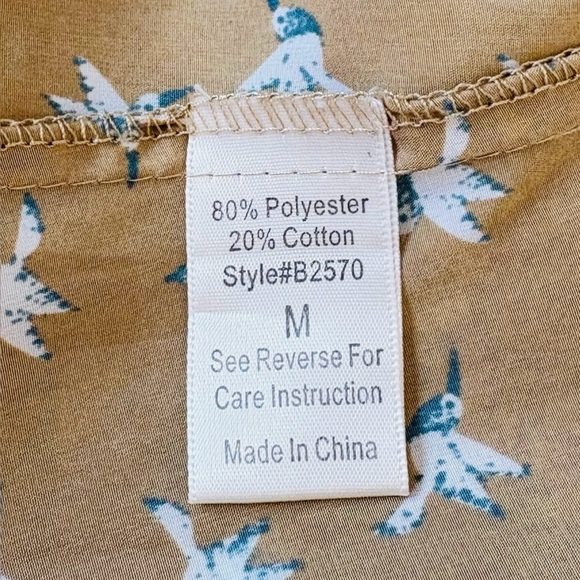 Blu Pepper, Chic Knee-Length Printed Dress, Medium, Tan, White - Picture 11 of 12